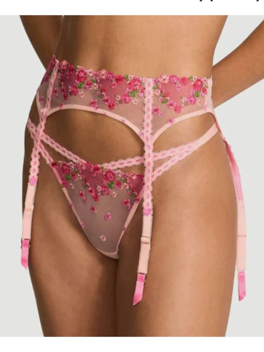 Victoria's Secret Dream Angels Hearts & Roses Embroidery Garter Belt M/L XL/XXL - Picture 4 of 10
